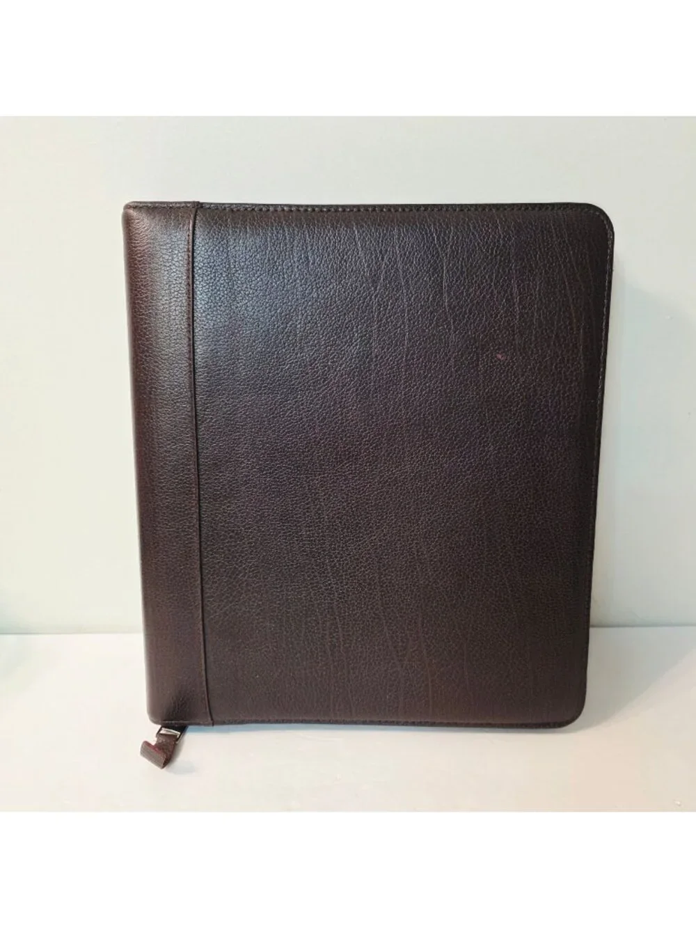 Vtg Franklin Planner Classic Top Grain Brown Leather Zip Organizer 7 Ring Binder